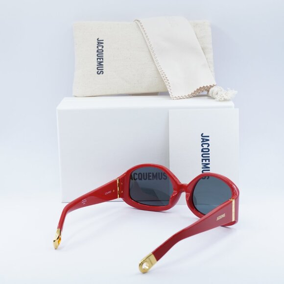Jacquemus COLAPSO JAC/15 C2 Geometric Sunglasses - Red/Grey - Picture 11 of 11